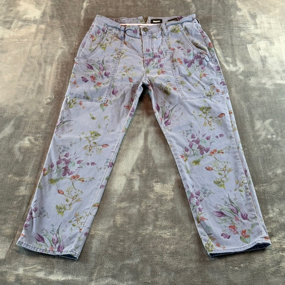 Hudson High Rise The Leverage‎ Ankle Cargo Pants Floral Blue Utility Size 29